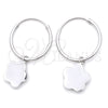 Sterling Silver Small Hoop, Flower Design, Polished, Silver Finish, 02.401.0015.15