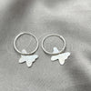 Sterling Silver Small Hoop, Butterfly Design, Polished, Silver Finish, 02.401.0016.15