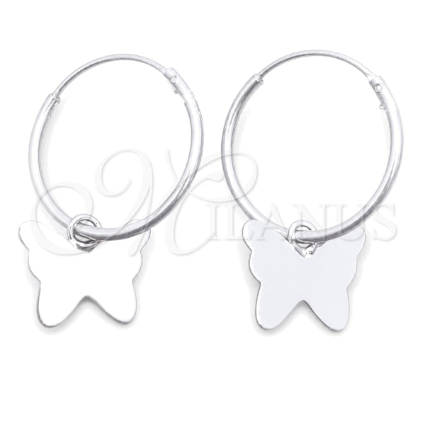 Sterling Silver Hoop Earrings — Small Hoop Butterfly Design Polished 02. — main product view — SKU 149366 | Plata 925 aretes de aro — Small Hoop Butterfly diseño pulido 02. — SKU 149366