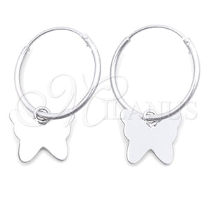 Sterling Silver Small Hoop, Butterfly Design, Polished, Silver Finish, 02.401.0016.15