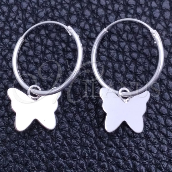 Sterling Silver Hoop Earrings — Small Hoop Butterfly Design Polished 02. — main product view — SKU 149366 | Plata 925 aretes de aro — Small Hoop Butterfly diseño pulido 02. — SKU 149366