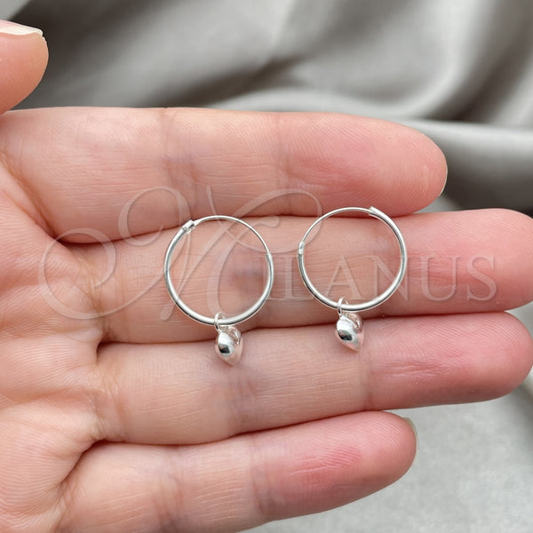Sterling Silver Hoop Earrings — Small Hoop Heart Design Polished 02. — alternate product view — SKU 149367 | Plata 925 aretes de aro — Small Hoop corazón diseño pulido 02. — SKU 149367