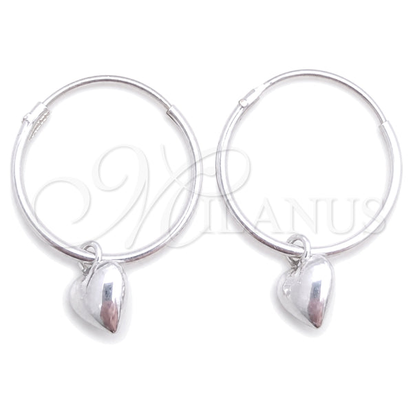 Sterling Silver Hoop Earrings — Small Hoop Heart Design Polished 02. — main product view — SKU 149367 | Plata 925 aretes de aro — Small Hoop corazón diseño pulido 02. — SKU 149367