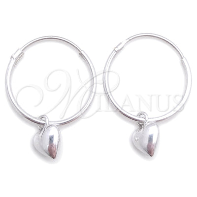 Sterling Silver Small Hoop, Heart Design, Polished, Silver Finish, 02.401.0017.15 for wholesale, main product view