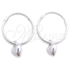 Sterling Silver Small Hoop, Heart Design, Polished, Silver Finish, 02.401.0017.15
