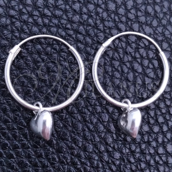 Sterling Silver Hoop Earrings — Small Hoop Heart Design Polished 02. — main product view — SKU 149367 | Plata 925 aretes de aro — Small Hoop corazón diseño pulido 02. — SKU 149367