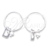 Sterling Silver Small Hoop, Heart Design, with Ivory Pearl, Polished, Silver Finish, 02.401.0018.15