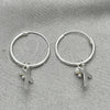 Sterling Silver Small Hoop, Cross Design, with Ivory Pearl, Polished, Silver Finish, 02.401.0019.15