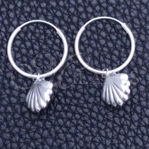 Sterling Silver Hoop Earrings — Small Hoop Shell Design Polished 02. — main product view — SKU 149370 | Plata 925 aretes de aro — Small Hoop Shell diseño pulido 02. — SKU 149370