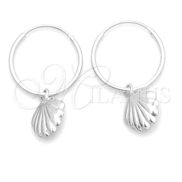 Sterling Silver Small Hoop, Shell Design, Polished, Silver Finish, 02.401.0020.15