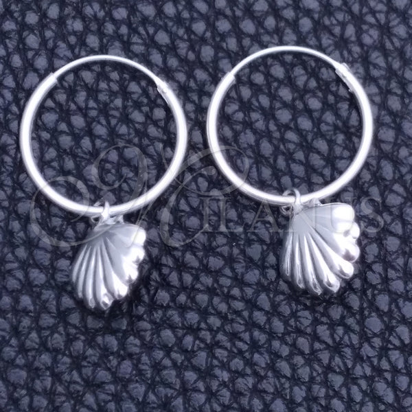 Sterling Silver Hoop Earrings — Small Hoop Shell Design Polished 02. — main product view — SKU 149370 | Plata 925 aretes de aro — Small Hoop Shell diseño pulido 02. — SKU 149370