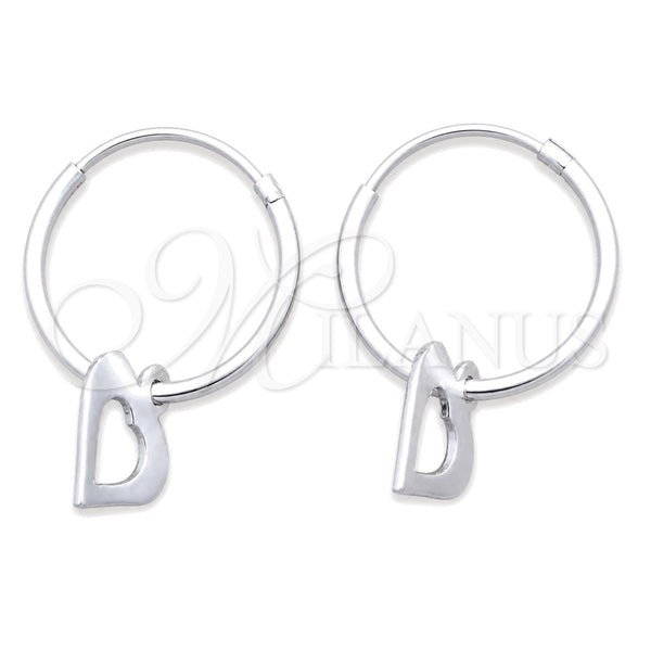 Sterling Silver Small Hoop, Heart Design, Polished, Silver Finish, 02.401.0022.15