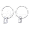 Sterling Silver Small Hoop, Heart Design, Polished, Silver Finish, 02.401.0022.15