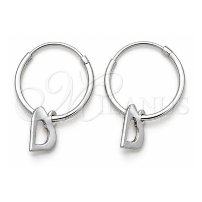 Sterling Silver Small Hoop, Heart Design, Polished, Silver Finish, 02.401.0022.15