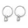 Sterling Silver Small Hoop, Heart Design, Polished, Silver Finish, 02.401.0022.15