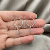 Sterling Silver Small Hoop, Moon Design, Polished, Silver Finish, 02.401.0023.15