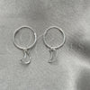 Sterling Silver Small Hoop, Moon Design, Polished, Silver Finish, 02.401.0023.15