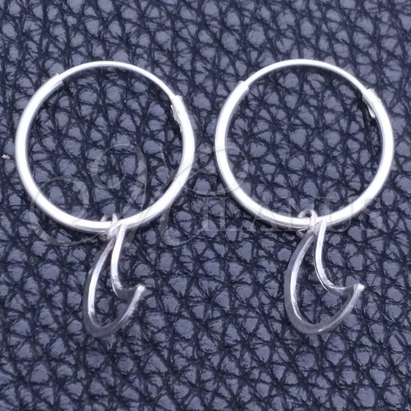 Sterling Silver Hoop Earrings — Small Hoop Moon Design Polished 02. — main product view — SKU 149373 | Plata 925 aretes de aro — Small Hoop Moon diseño pulido 02. — SKU 149373