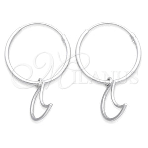 Sterling Silver Small Hoop, Moon Design, Polished, Silver Finish, 02.401.0023.15