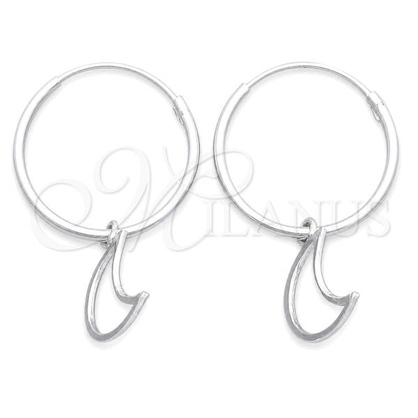 Sterling Silver Small Hoop, Moon Design, Polished, Silver Finish, 02.401.0023.15