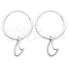 Sterling Silver Small Hoop, Moon Design, Polished, Silver Finish, 02.401.0023.15