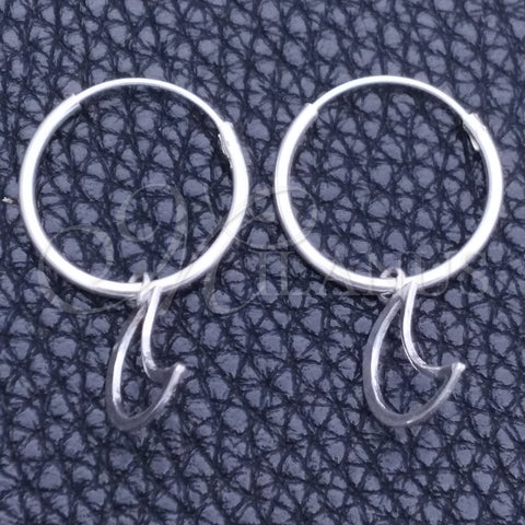 Sterling Silver Small Hoop, Moon Design, Polished, Silver Finish, 02.401.0023.15