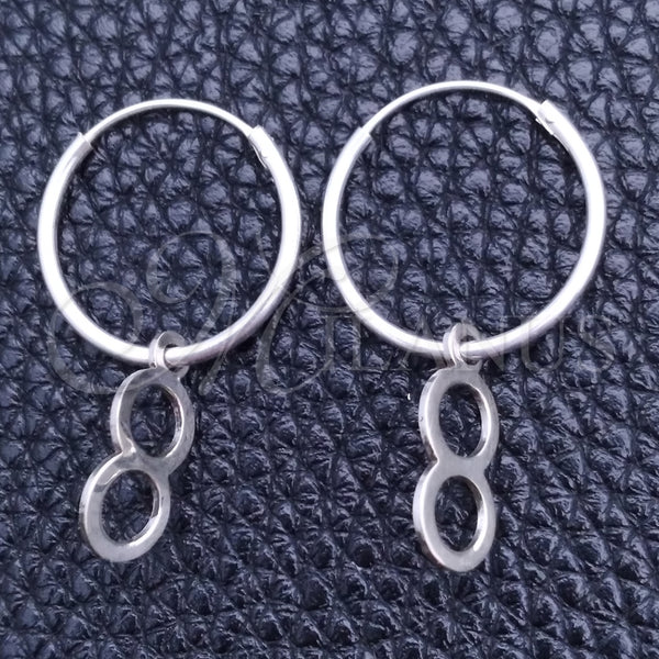 Sterling Silver Hoop Earrings — Small Hoop Infinite Design Polished 02. — main product view — SKU 149374 | Plata 925 aretes de aro — Small Hoop Infinite diseño pulido 02. — SKU 149374
