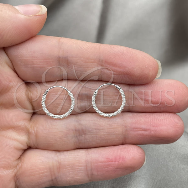 Sterling Silver Hoop Earrings — Small Hoop Twist Design Diamond Cutting 02. — alternate product view — SKU 149377 | Plata 925 aretes de aro — Small Hoop Twist diseño Diamond Cutting 02. — SKU 149377