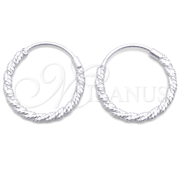 Sterling Silver Small Hoop, Twist Design, Diamond Cutting Finish, Silver Finish, 02.401.0027.12