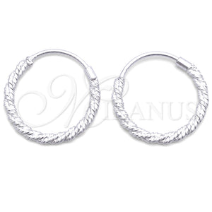 Sterling Silver Small Hoop, Twist Design, Diamond Cutting Finish, Silver Finish, 02.401.0027.12