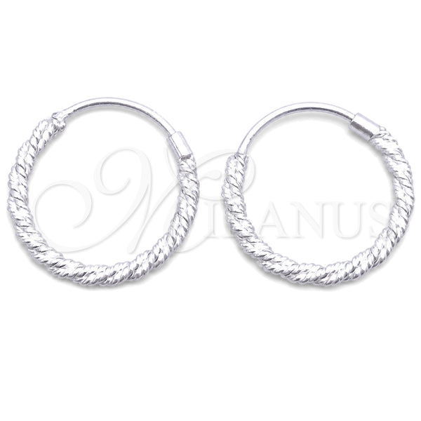 Sterling Silver Small Hoop, Twist Design, Diamond Cutting Finish, Silver Finish, 02.401.0027.12