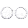 Sterling Silver Small Hoop, Twist Design, Diamond Cutting Finish, Silver Finish, 02.401.0027.12