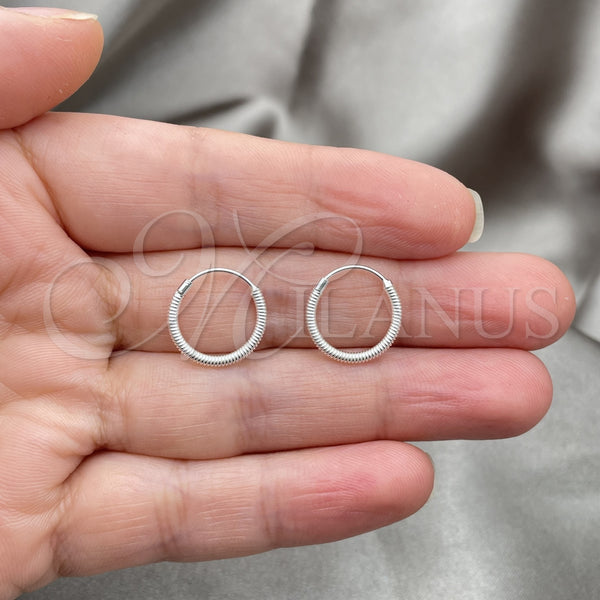 Sterling Silver Hoop Earrings — Small Hoop Twist Design Diamond Cutting 02. — alternate product view — SKU 149378 | Plata 925 aretes de aro — Small Hoop Twist diseño Diamond Cutting 02. — SKU 149378