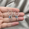 Sterling Silver Small Hoop, Evil Eye and Star Design, with Aqua Blue Opal, Polished, Silver Finish, 02.401.0031.15