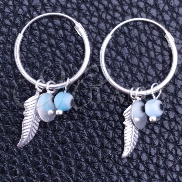 Sterling Silver Hoop Earrings — Small Hoop Evil Eye and Flower Design with — main product view — SKU 149386 | Plata 925 aretes de aro — Small Hoop Evil Eye and flor diseño with — SKU 149386