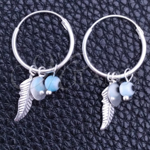 Sterling Silver Hoop Earrings — Small Hoop Evil Eye and Flower Design with — main product view — SKU 149386 | Plata 925 aretes de aro — Small Hoop Evil Eye and flor diseño with — SKU 149386
