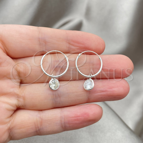 Sterling Silver Hoop Earrings — Small Hoop with White Cubic Zirconia Polished 02. — alternate product view — SKU 149389 | Plata 925 aretes de aro — Small Hoop with blanco Cubic Zirconia pulido 02. — SKU 149389