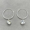 Sterling Silver Small Hoop, with White Cubic Zirconia, Polished, Silver Finish, 02.401.0039.15