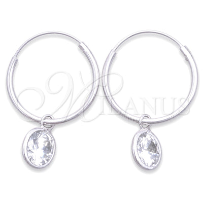 Sterling Silver Small Hoop, with White Cubic Zirconia, Polished, Silver Finish, 02.401.0039.15 for wholesale, main product view