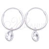 Sterling Silver Small Hoop, with White Cubic Zirconia, Polished, Silver Finish, 02.401.0039.15