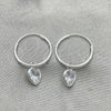 Sterling Silver Small Hoop, Heart Design, with White Cubic Zirconia, Polished, Silver Finish, 02.401.0040.15