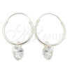 Sterling Silver Small Hoop, Heart Design, with White Cubic Zirconia, Polished, Silver Finish, 02.401.0040.15