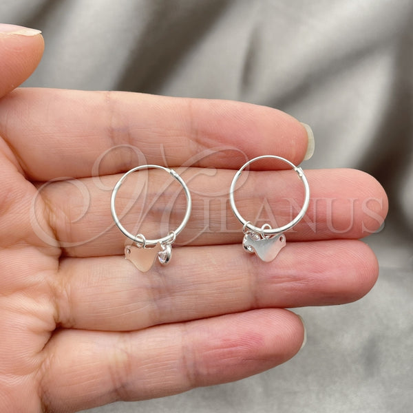 Sterling Silver Hoop Earrings — Small Hoop Bird Design with White Cubic Zirconia — alternate product view — SKU 149391 | Plata 925 aretes de aro — Small Hoop Bird diseño with blanco Cubic Zirconia — SKU 149391