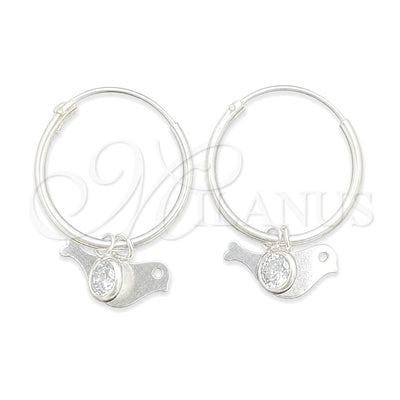 Sterling Silver Small Hoop, Bird Design, with White Cubic Zirconia, Polished, Silver Finish, 02.401.0041.15 for wholesale, main product view