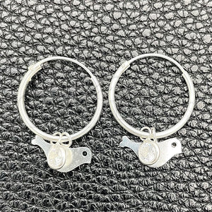 Sterling Silver Hoop Earrings — Small Hoop Bird Design with White Cubic Zirconia — main product view — SKU 149391 | Plata 925 aretes de aro — Small Hoop Bird diseño with blanco Cubic Zirconia — SKU 149391