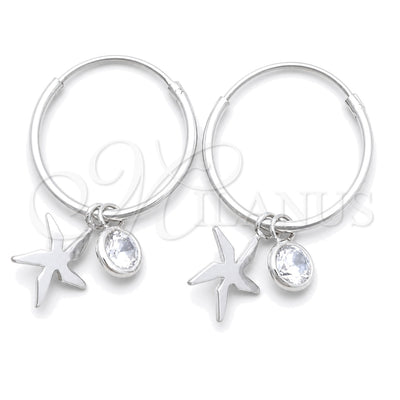 Sterling Silver Small Hoop, Flower Design, with White Cubic Zirconia, Polished, Silver Finish, 02.401.0042.15 for wholesale, main product view