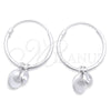 Sterling Silver Small Hoop, Ball Design, with White Cubic Zirconia, Polished, Silver Finish, 02.401.0044.15