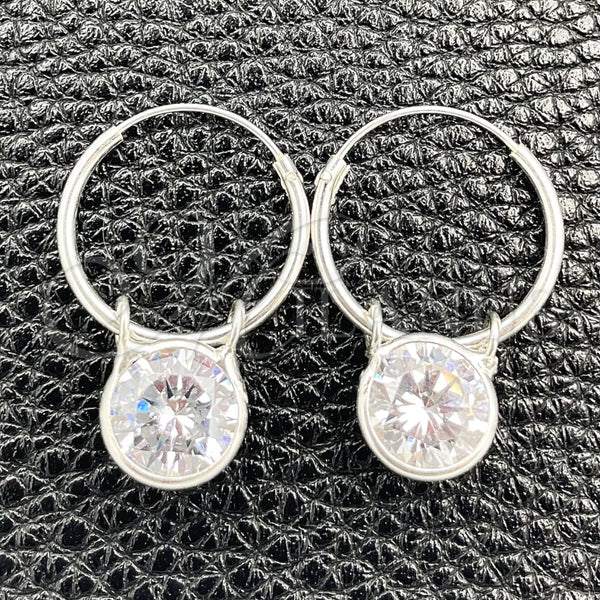 Sterling Silver Hoop Earrings — Small Hoop with White Cubic Zirconia Polished 02. — main product view — SKU 149395 | Plata 925 aretes de aro — Small Hoop with blanco Cubic Zirconia pulido 02. — SKU 149395