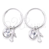 Sterling Silver Small Hoop, Airplane Design, with White Cubic Zirconia, Polished, Silver Finish, 02.401.0046.15