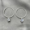Sterling Silver Small Hoop, Star Design, with White Cubic Zirconia, Polished, Silver Finish, 02.401.0048.25